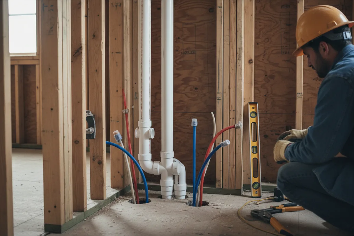 Drain and supply rough-in during Drain Cleaning in Teton