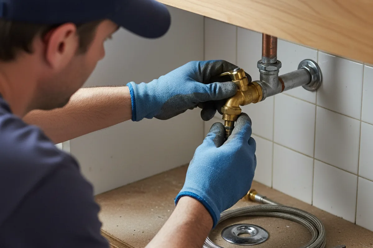 Shutoff valve and fitting work during Burst Pipe Repair in Teton